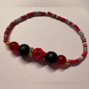 🐉 House of the Dragon themed Beaded Skull Bracelet- Team Black